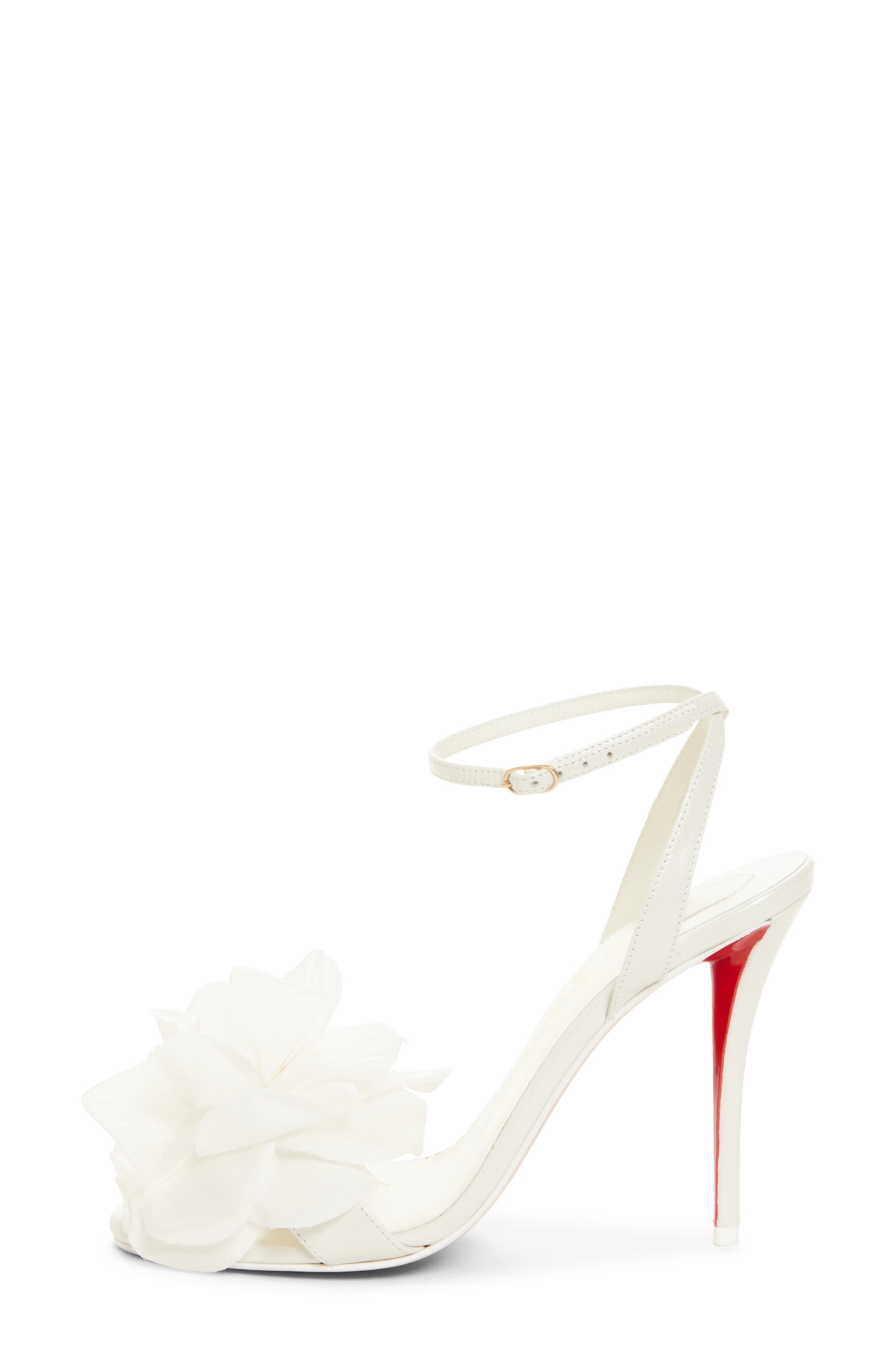 Christian Louboutin Miss Z Flora Ankle Strap Sandal, Alternate, color, Bianco/ Ivoire/ Lin Snow