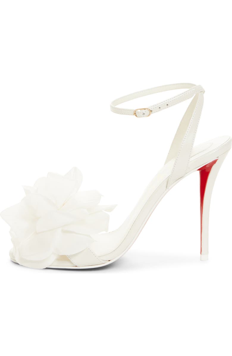 Christian Louboutin Miss Z Flora Ankle Strap Sandal, Alternate, color, Bianco/ Ivoire/ Lin Snow