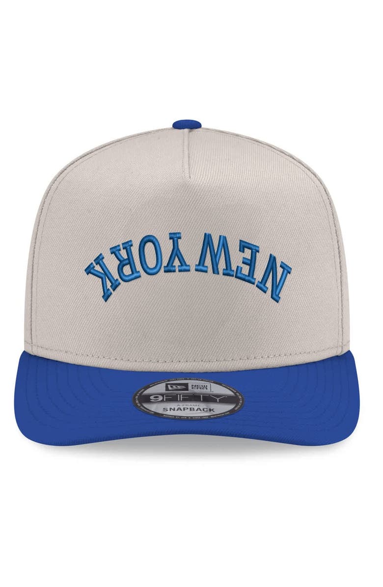 New Era Men's New Era Cream/Royal New York Mets Upside Down City Name A-Frame 9FIFTY Snapback Hat, Alternate, color, Cream