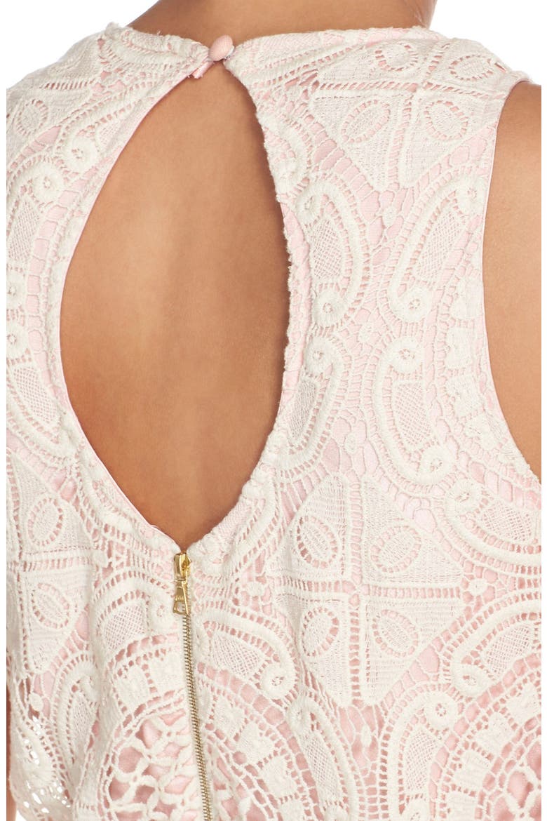 Lace Blouson Maxi Dress, Alternate, color, BEIGE