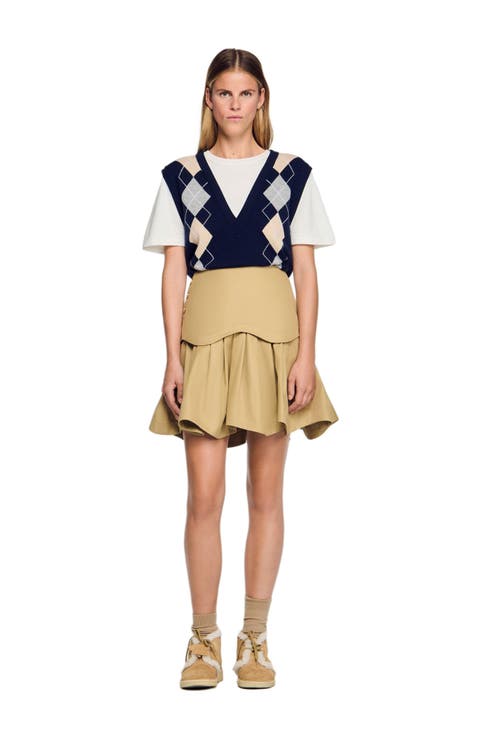 Mini flared pleated skirt