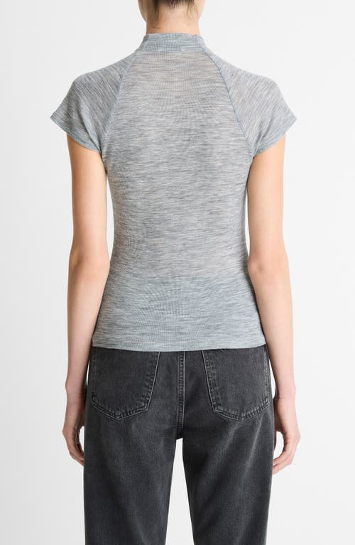 Vince Wool Raglan Cap-sleeve Mock-neck Top In Gray