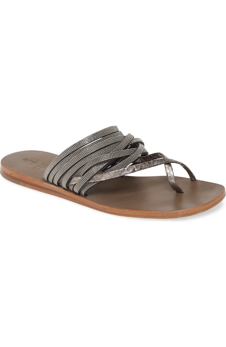 Brunello Cucinelli Beaded Slide Sandal, Main, color,