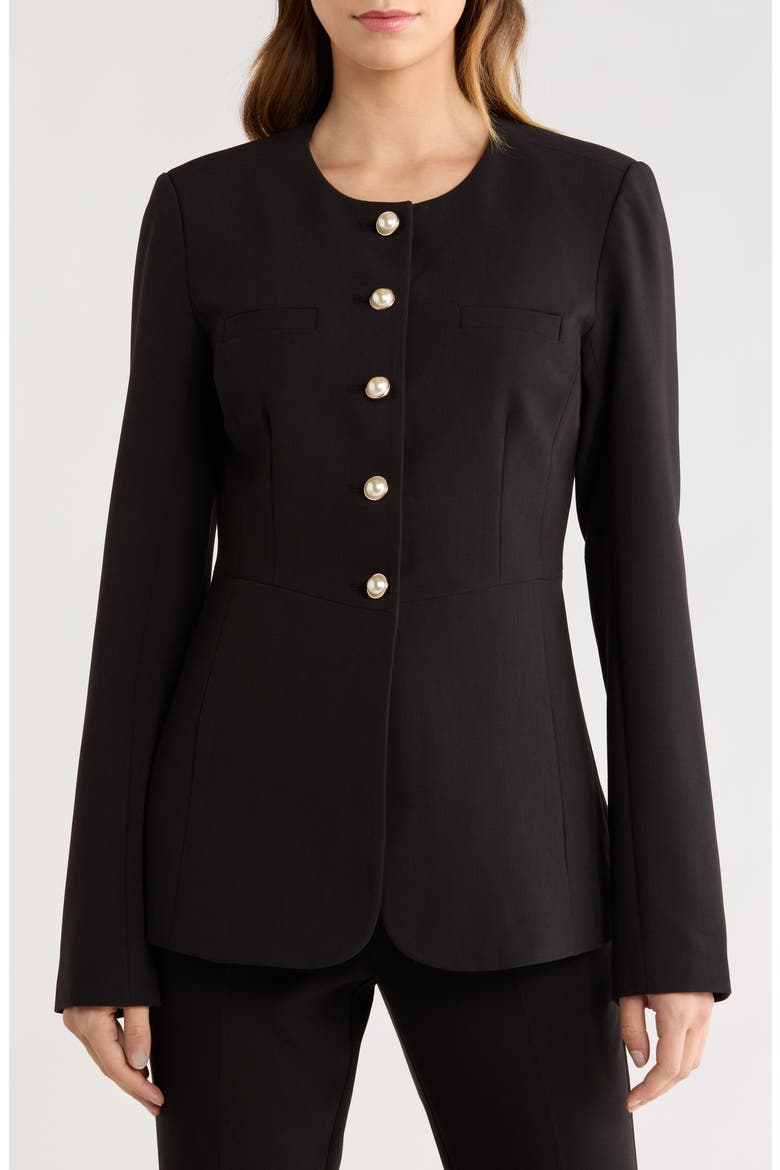 Peplum Blazer, Alternate, color, BLACK