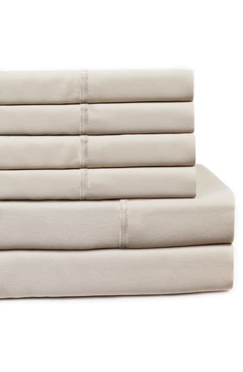 Melange Home Pleat Detail 400 Thread Count Sheet Set With Bonus Pillowcases In Neutral
