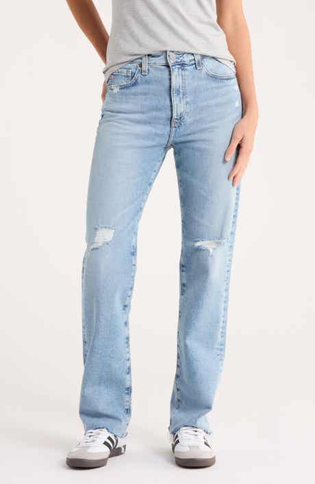 AG High Waist Raw Hem Jeans