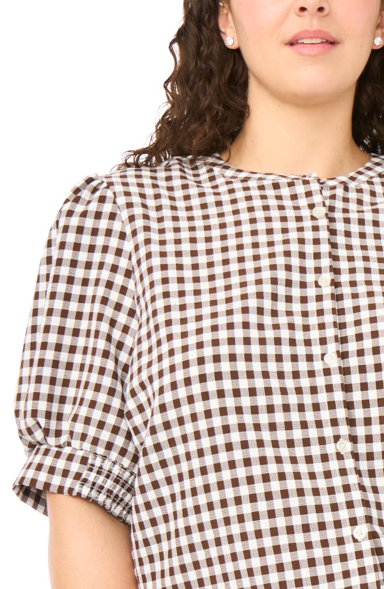 Halogen<sup>®</sup> Puff Sleeve Front Button Top, Alternate, color, Chicory Coffee