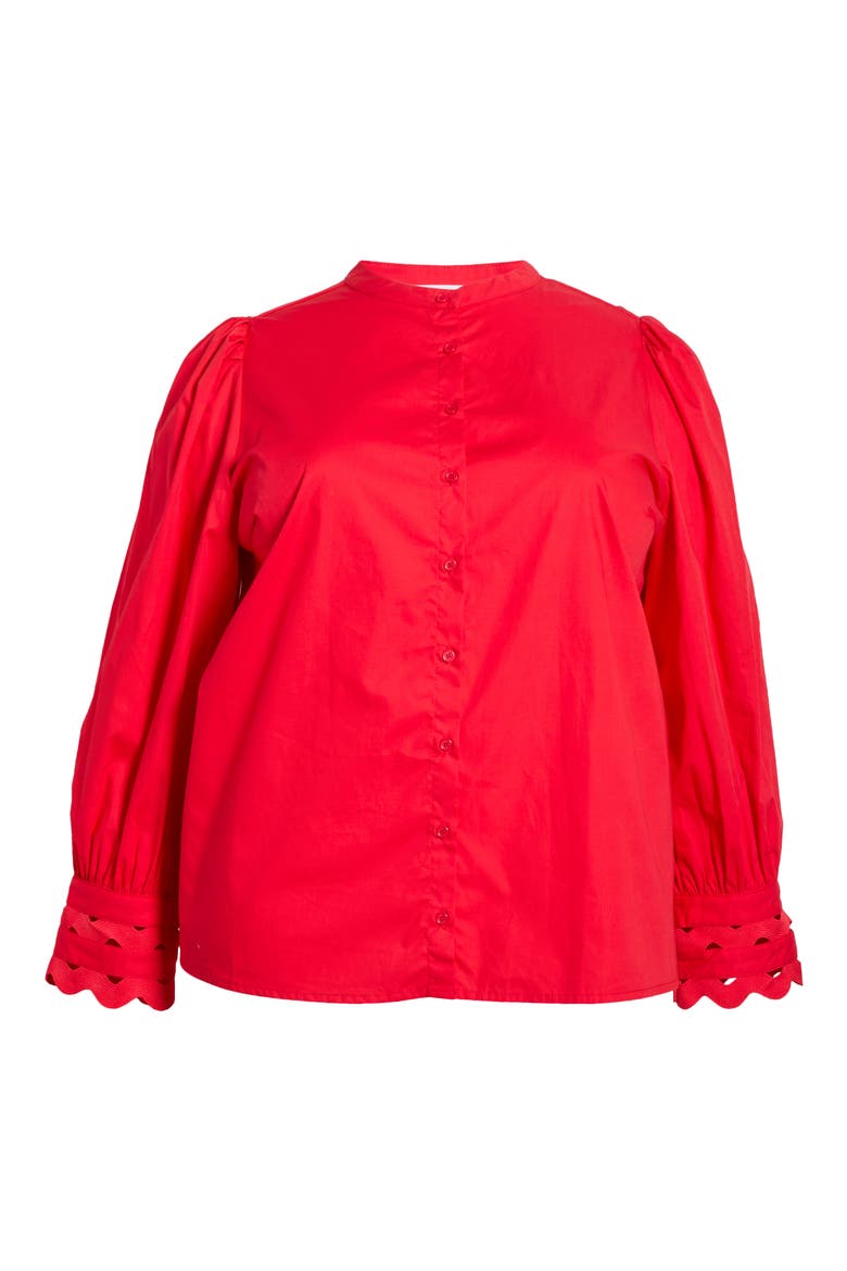 Ziana Cotton Poplin Button-Up Shirt, Alternate, color, RED