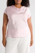 Renee C Cowl Neck Short Sleeve Satin Top