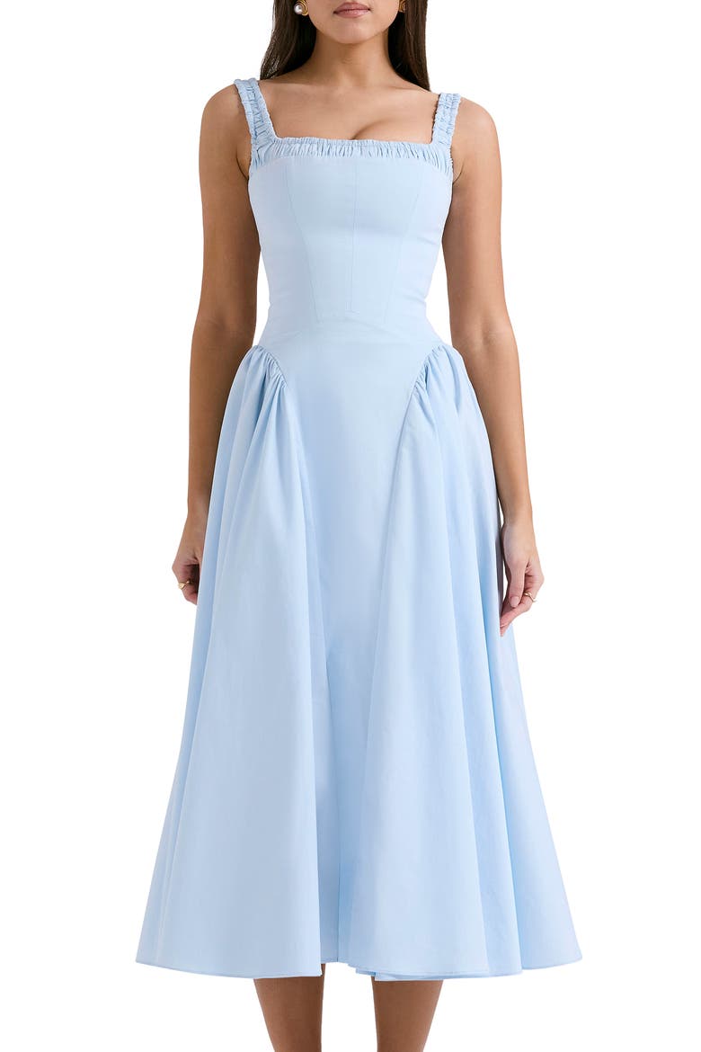 Dorothy B Pima Cotton Blend Cocktail Midi Dress, Alternate, color, NAN TUCKET BREEZE