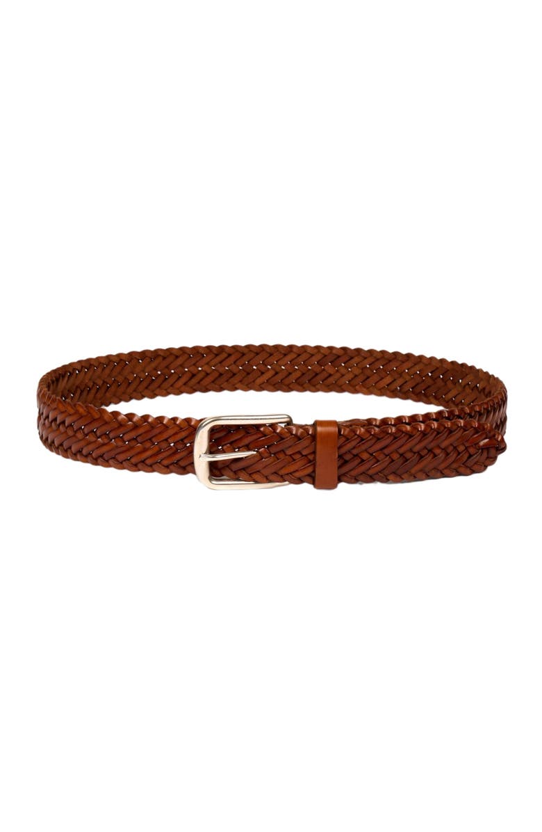 SANDRO Braided leather belt, Main, color, Camel