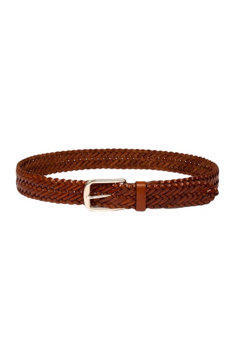 Braided leather belt