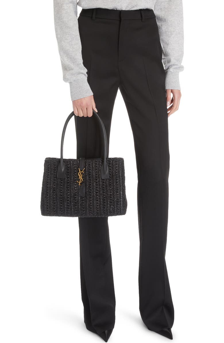 Saint Laurent Panier Raffia Tote, Alternate, color,