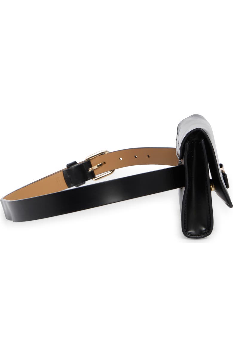 Kate Spade New York bow leather belt bag, Alternate, color, Black / Polished Gold