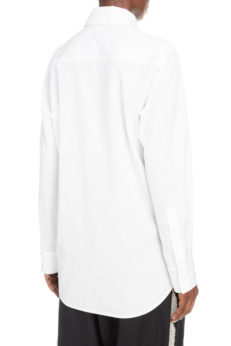 Tie Detail Cotton Poplin Shirt, Alternate, color, WHITE