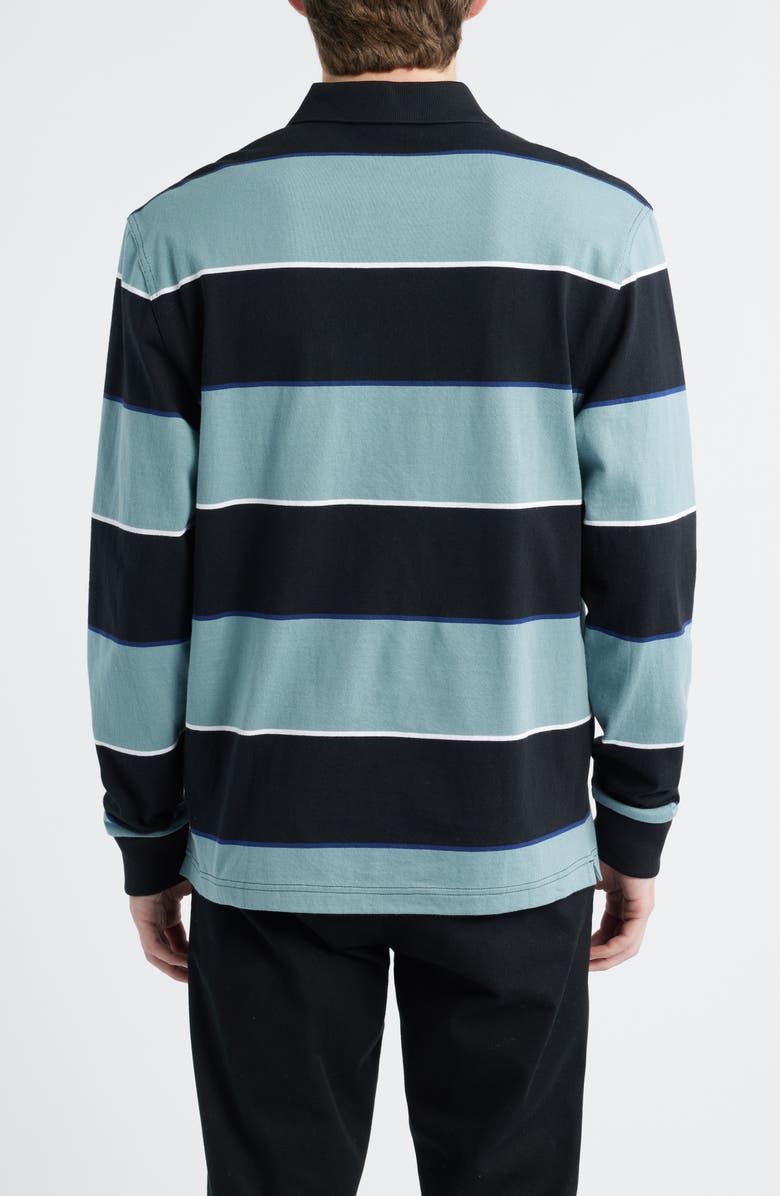 Fred Perry Stripe Long Sleeve Cotton Polo, Alternate, color, Black