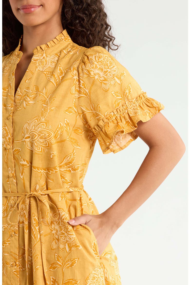 Alna Floral Cotton Maxi Dress, Alternate, color, MUSTARD