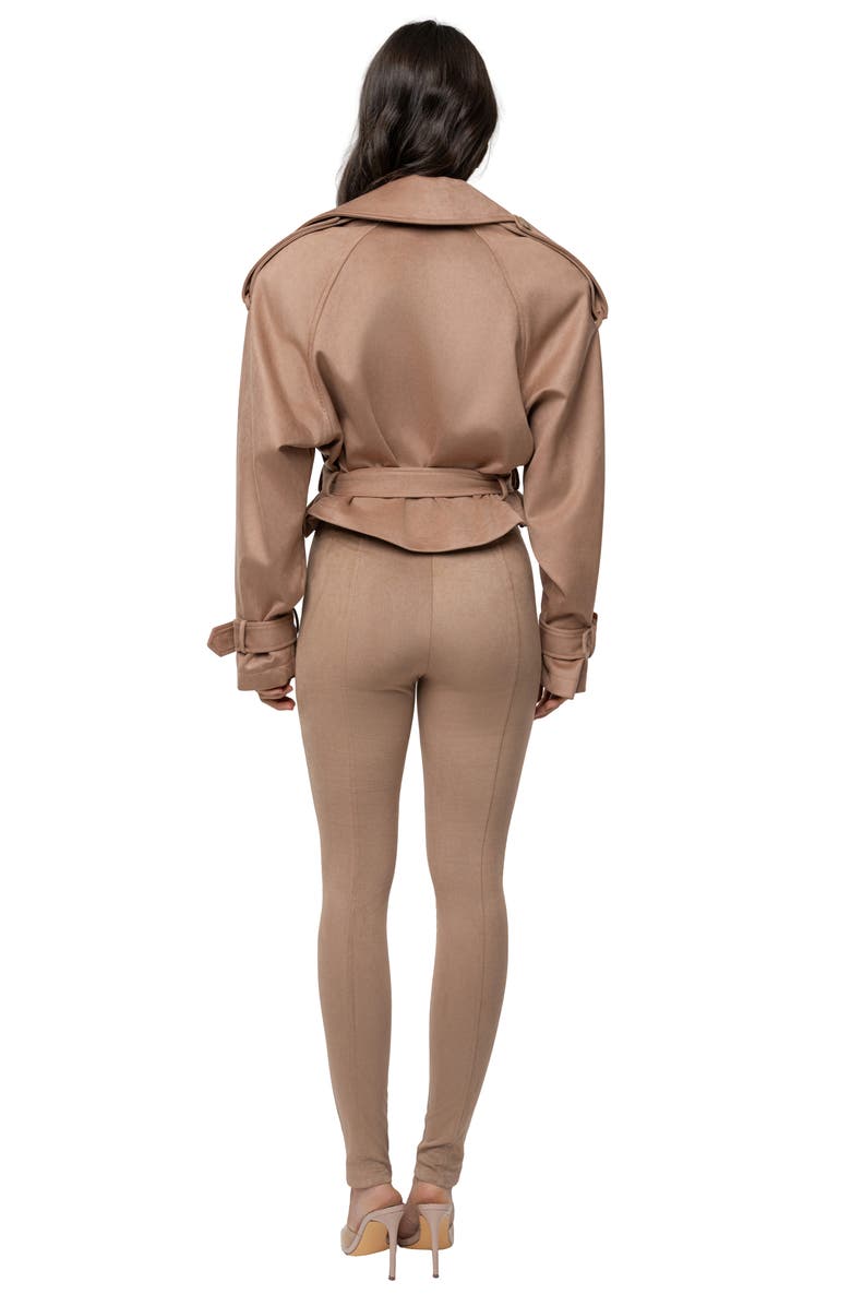 JLUXLABEL Latte Belted Crop Jacket, Alternate, color,