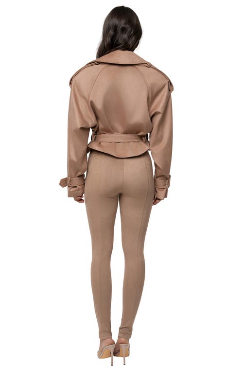Jluxlabel Latte Belted Crop Jacket In Neutral