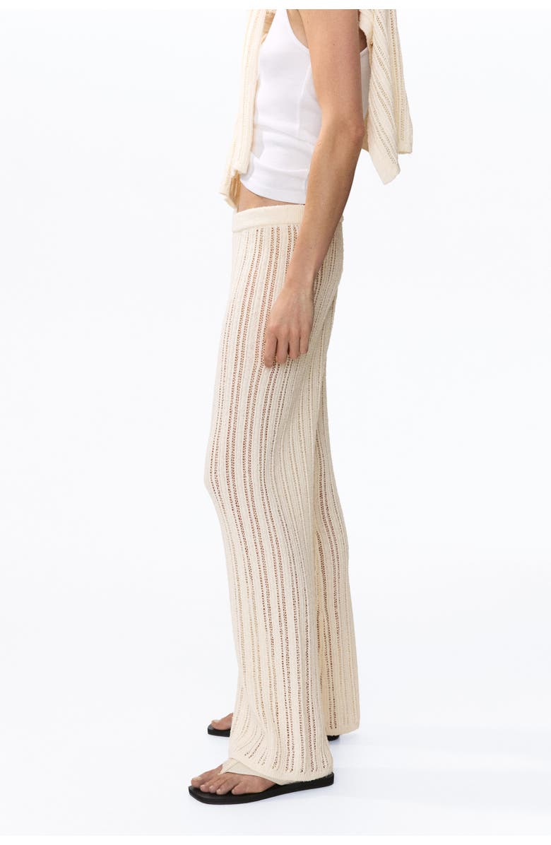 H&M Wide Crochet-look Trousers, Alternate, color, Light Beige