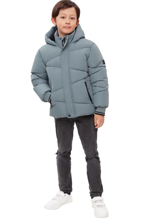 Rokka&rolla Kids' Cozy Grid Puffer Jacket In Gray