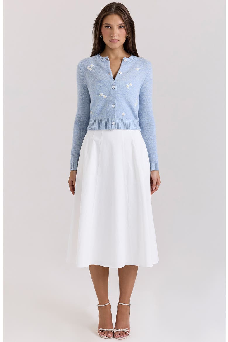 Atheia Flower Embroidered Wool Blend Cardigan, Alternate, color, ANCIENT WATER BLUE