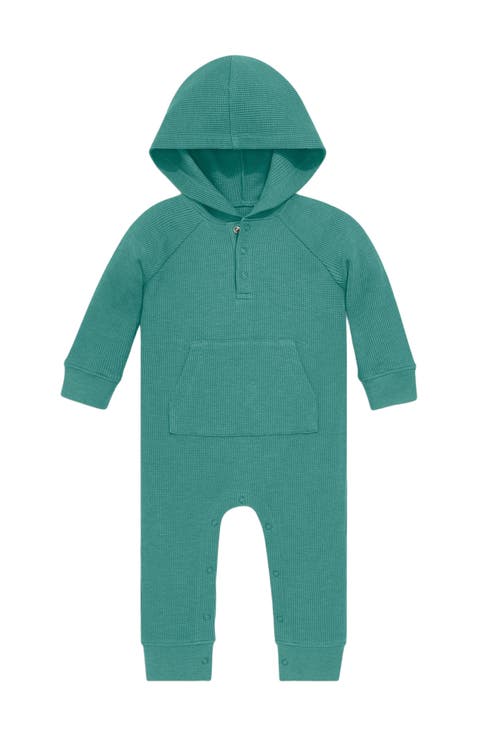 Baby Heathered Waffle Henley Romper