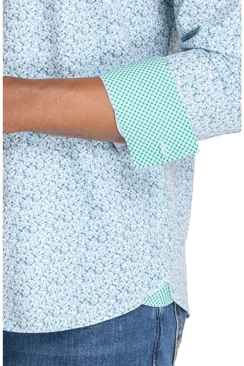 Slim Fit Floral Wreath Recycled 4-Way Stretch Performance Long Sleeve Shirt, Alternate, color, WHITE/GREEN