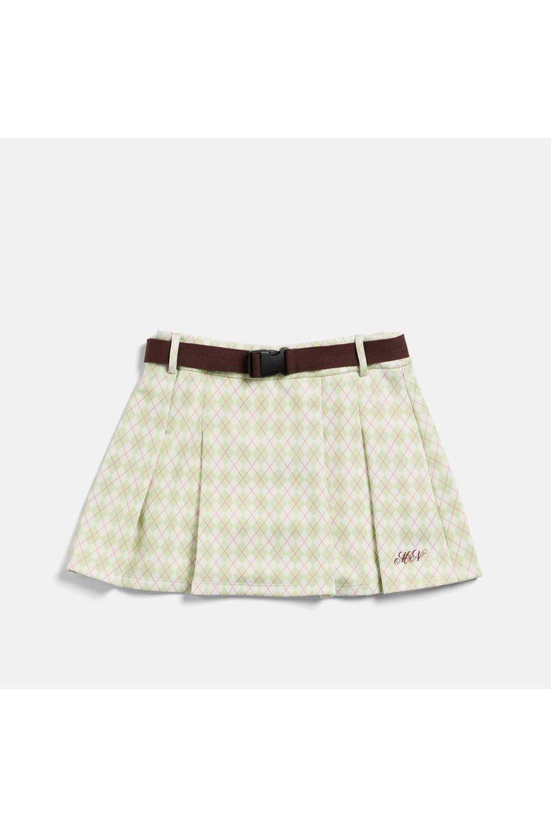 Argyle Pleated Golf Skirt, Alternate, color, Cream/Sage