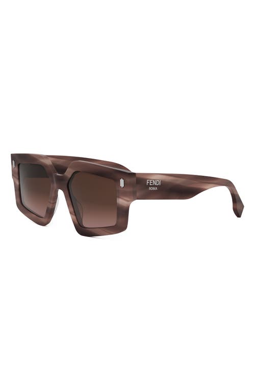 Shop Fendi Roma 52mm Square Sunglasses In Pink/other/gradient Brown
