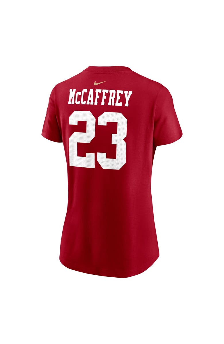 Nike Women's Nike Christian McCaffrey Scarlet San Francisco 49ers Super Bowl LVIII Patch Player Name & Number T-Shirt, Alternate, color,