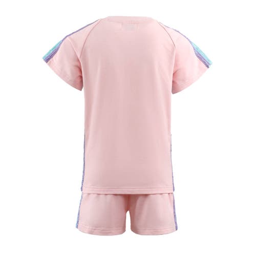 Lola + The Boys Rainbow Stripe Short Set In Pink