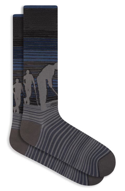 Golf Stripe Cotton Blend Dress Socks
