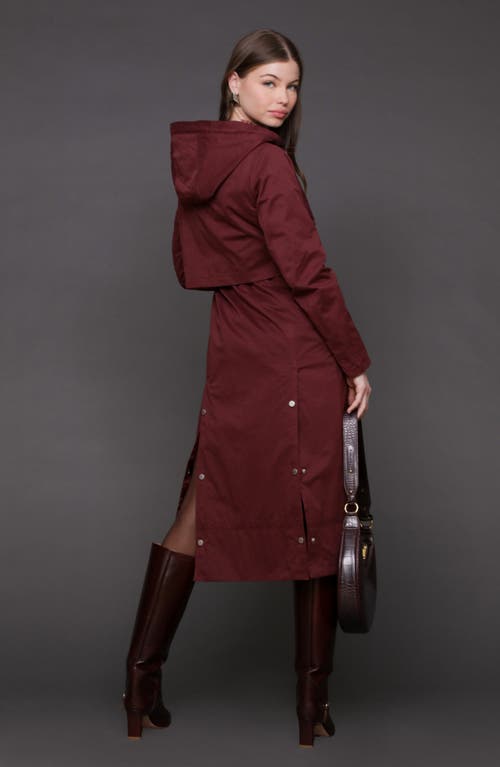 Avec Les Filles Hooded Long Coat In Burgundy