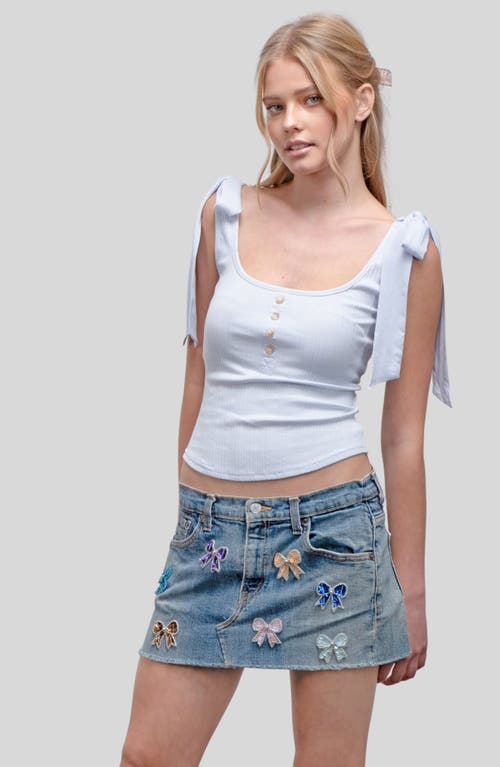Blu Pepper Shoudler Tie Tank Top In Blue