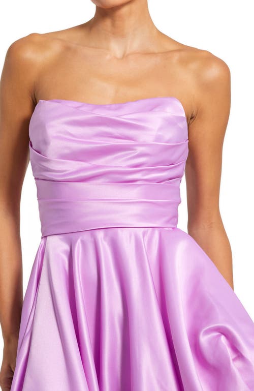 Mac Duggal Strapless Ruched Gown In Orchid