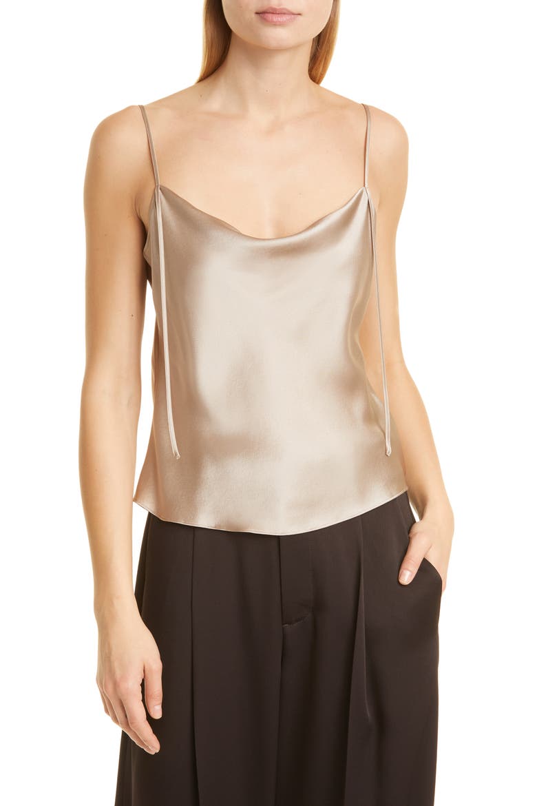 Draped Silk Camisole, Main, color, SMOKEY QUARTZ