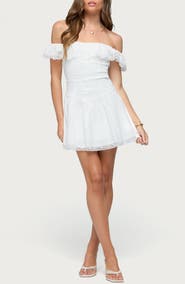 EDIKTED Darah Lacy Off the Shoulder Minidress