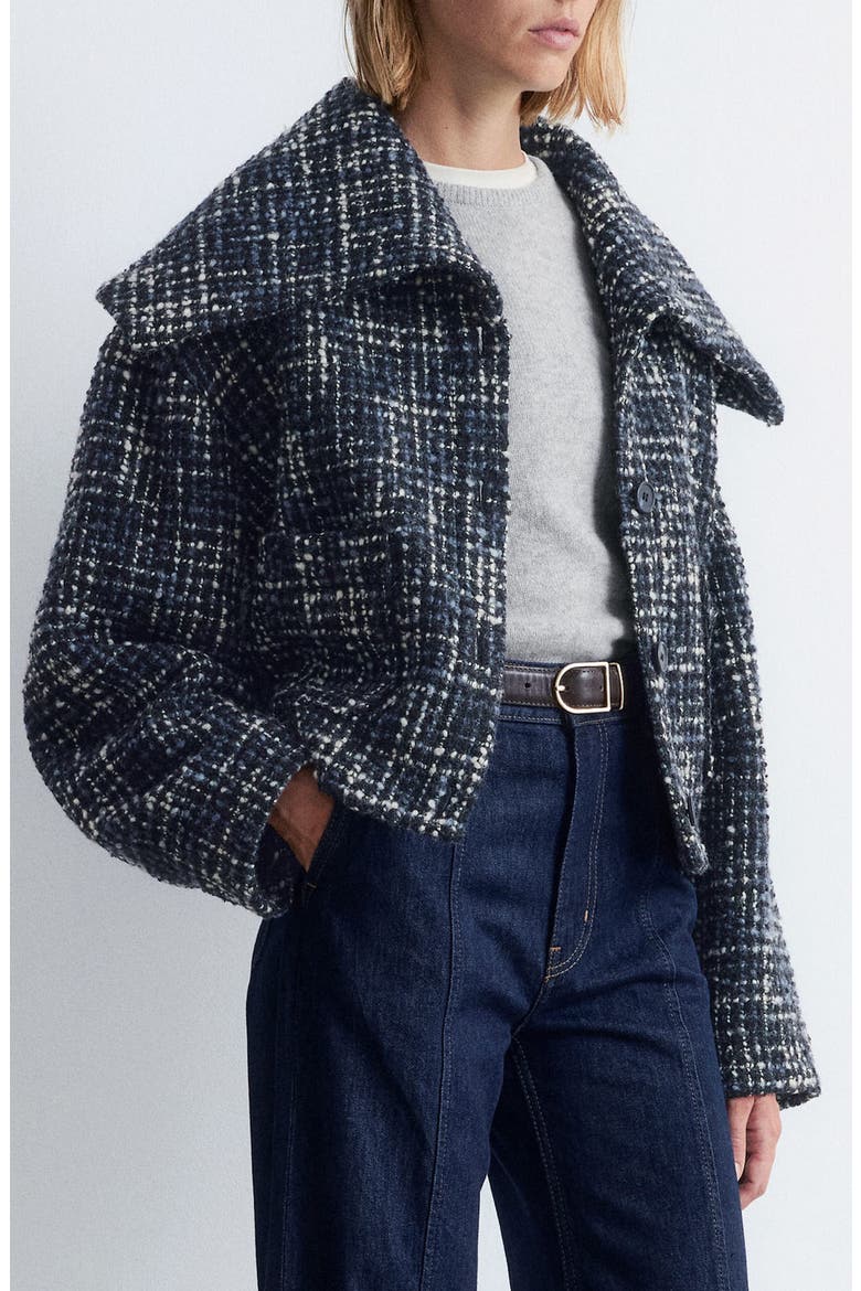 Crop Wool Blend Jacket, Alternate, color, BLACK DARK