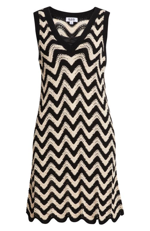 525 Lauren Chevron Cotton Minidress In Sand Dollar Multi