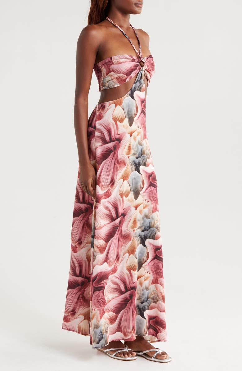 BOAMAR Chamberlain Cutout Halter Maxi Sundress, Alternate, color, Bouquet