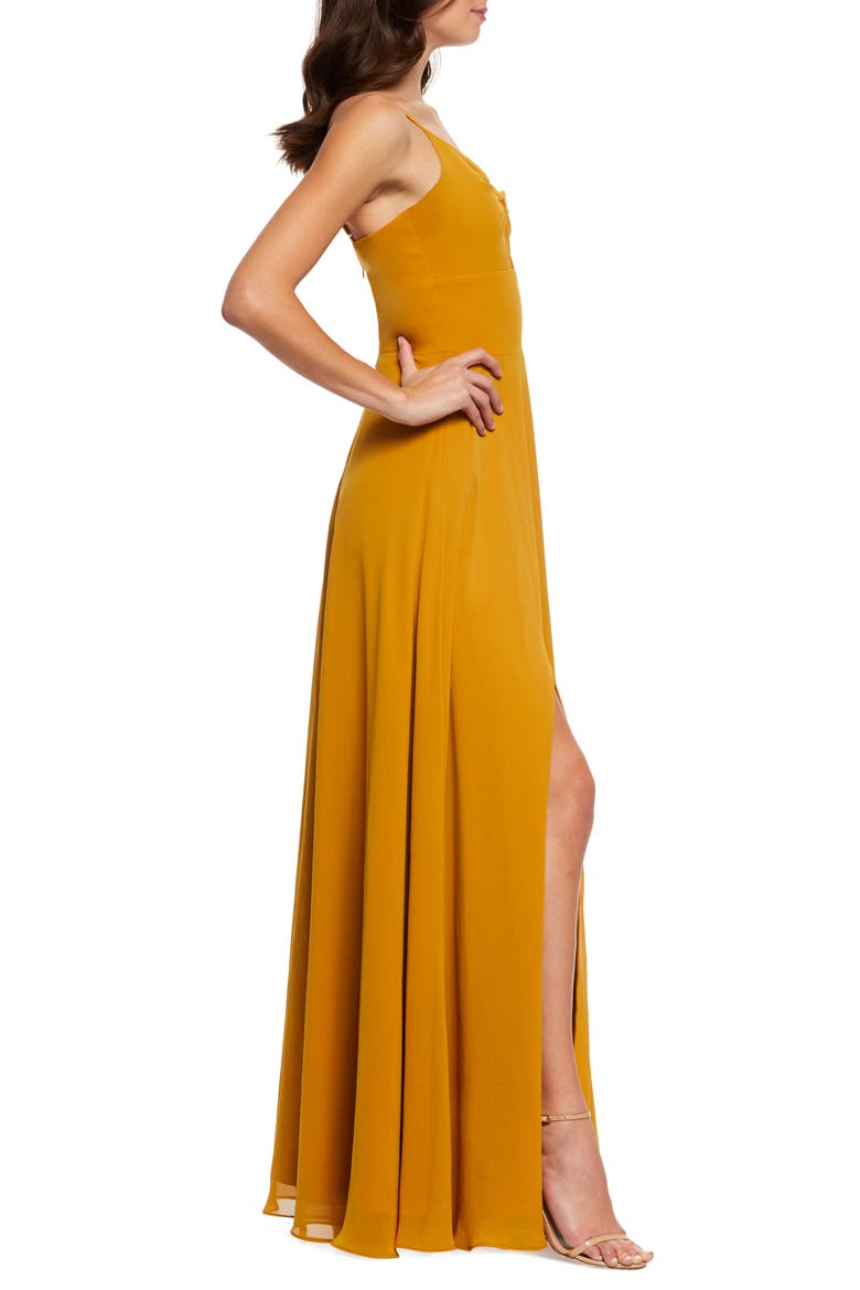 Cambria Tie Bodice Evening Dress, Alternate, color, HONEY
