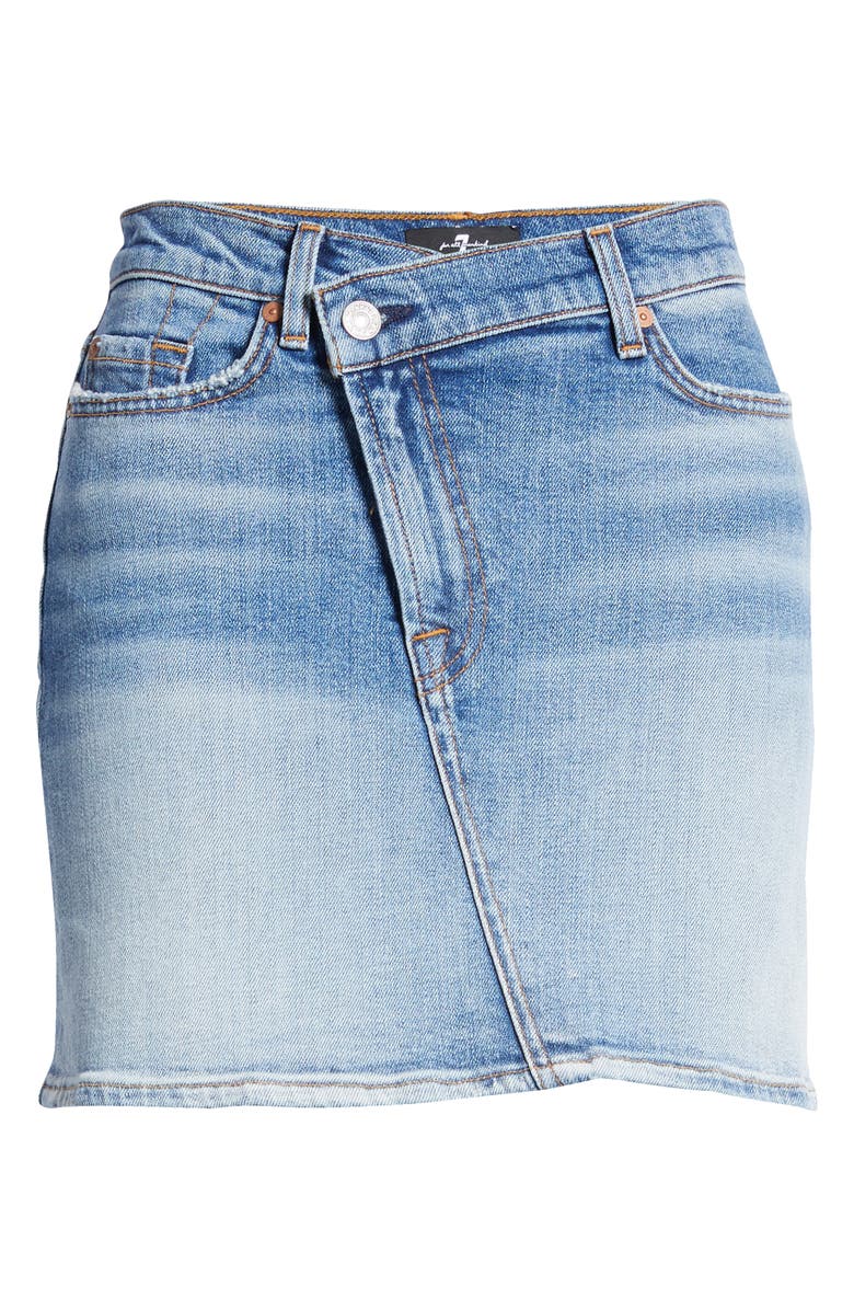 7 For All Mankind Asymmetrical Denim Skirt, Main, color,