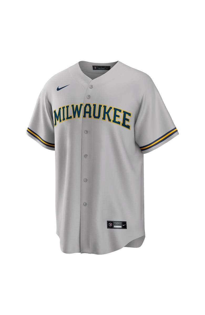 Nike Men's Nike Christian Yelich Gray Milwaukee Brewers Alternate Replica Player Jersey, Alternate, color, 