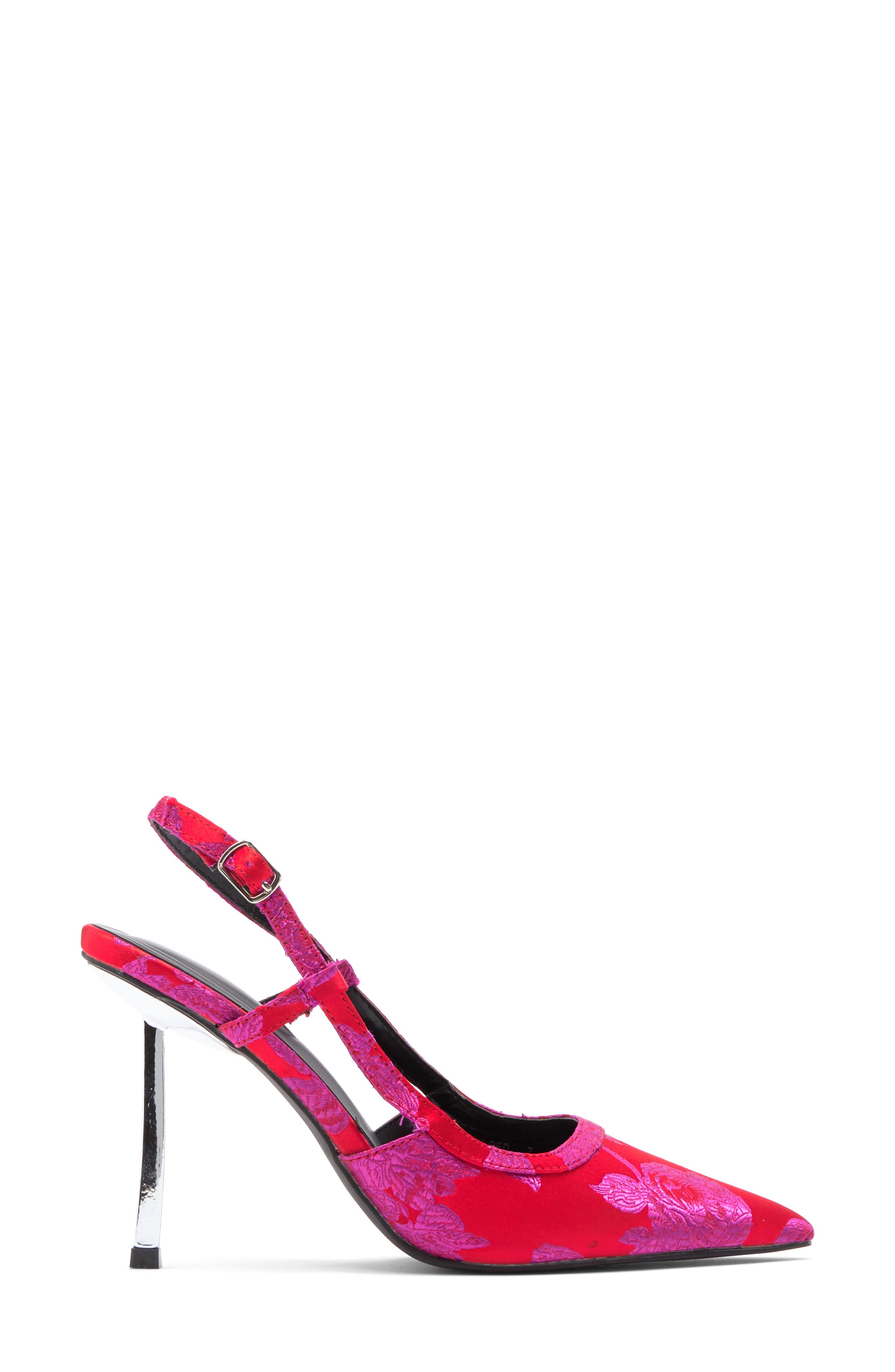 AZALEA WANG Vena Jacquard Slingback Pump, Alternate, color, Red