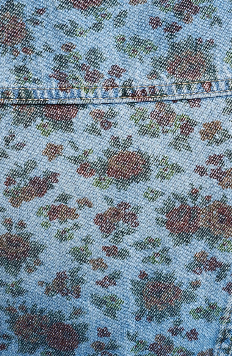 PTCL Fae Floral Print Crop Denim Vest, Alternate, color, Indigo