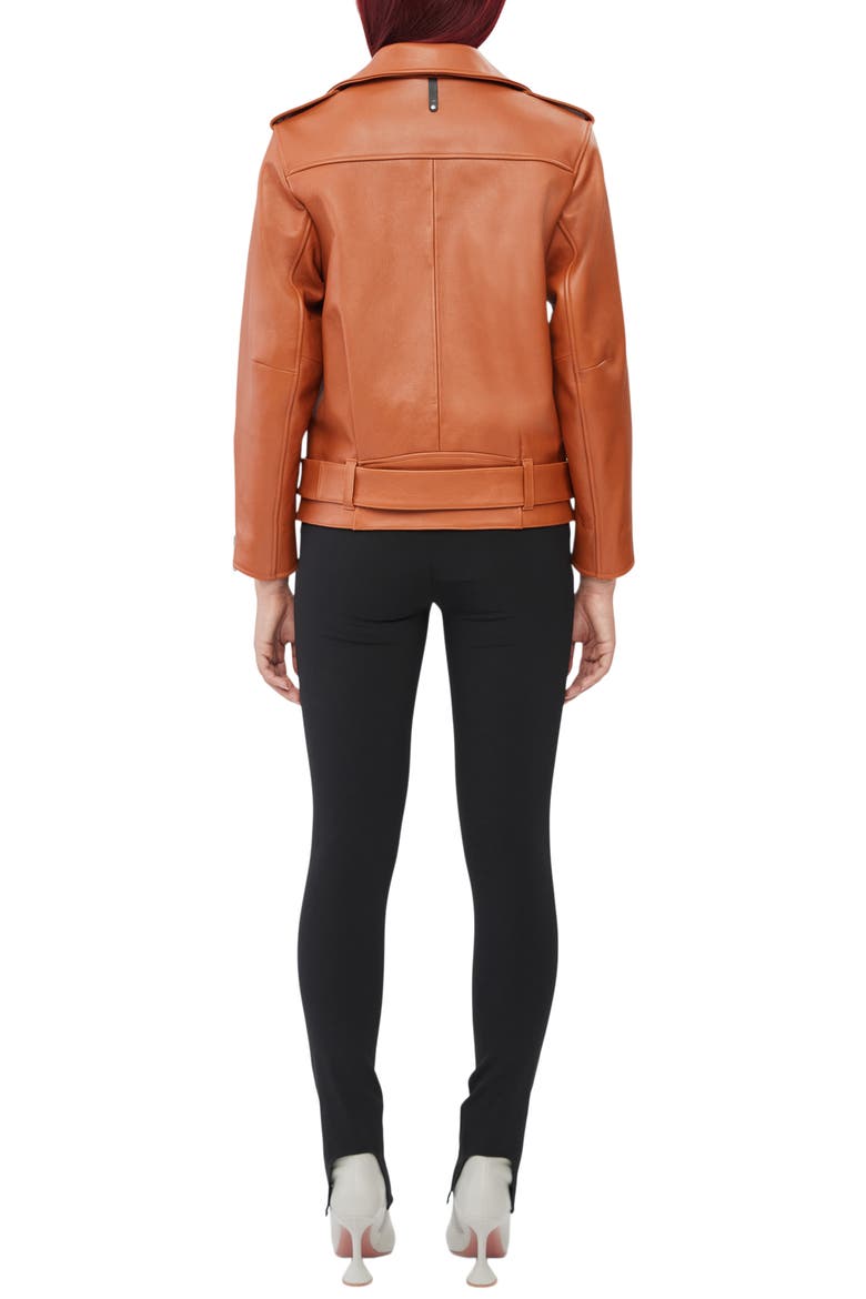 Jayda Leather Moto Jacket, Alternate, color, COGNAC
