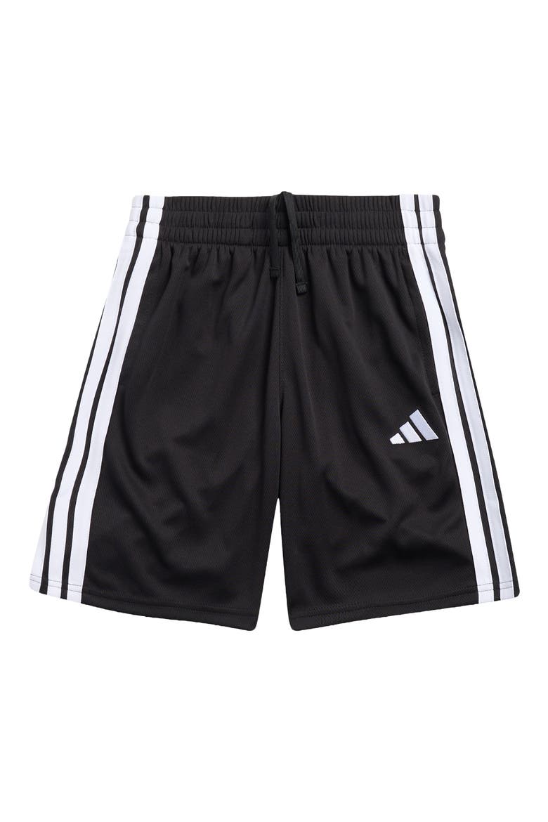Kids' Core 3-Stripes Mesh Shorts, Main, color, BLACK