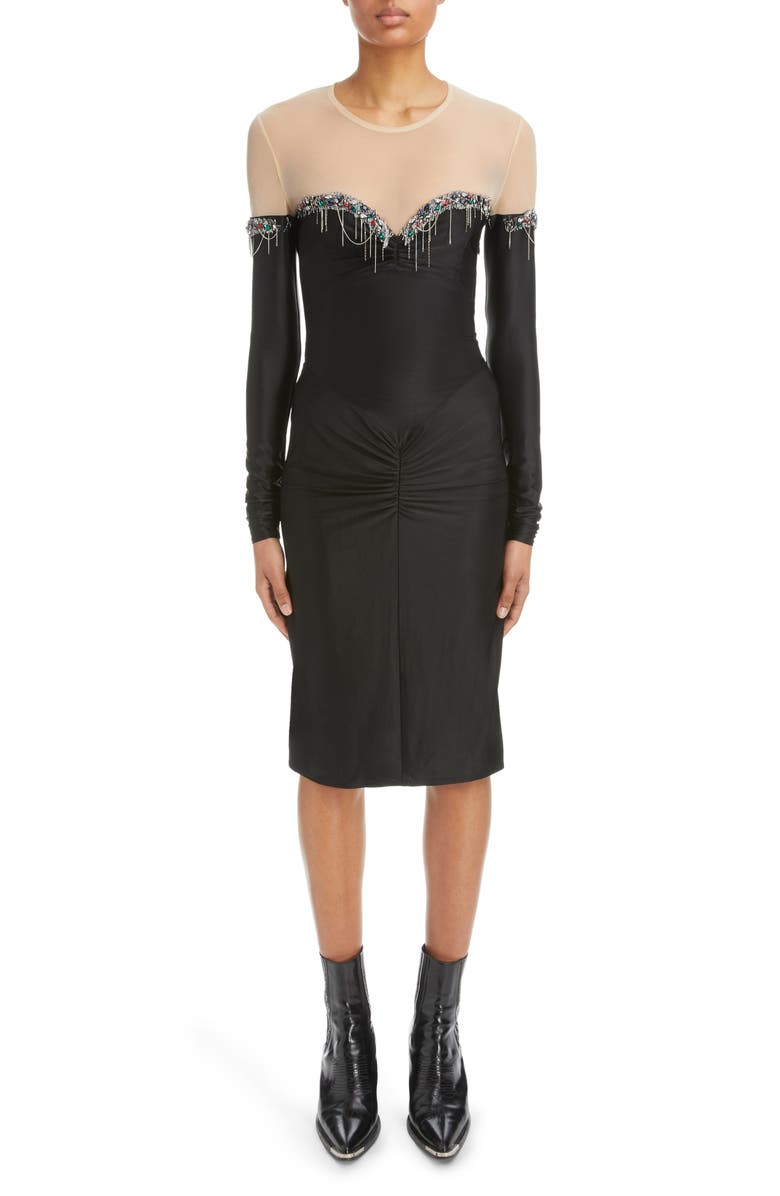 Rabanne Hardware Detail Long Sleeve Dress, Main, color, 