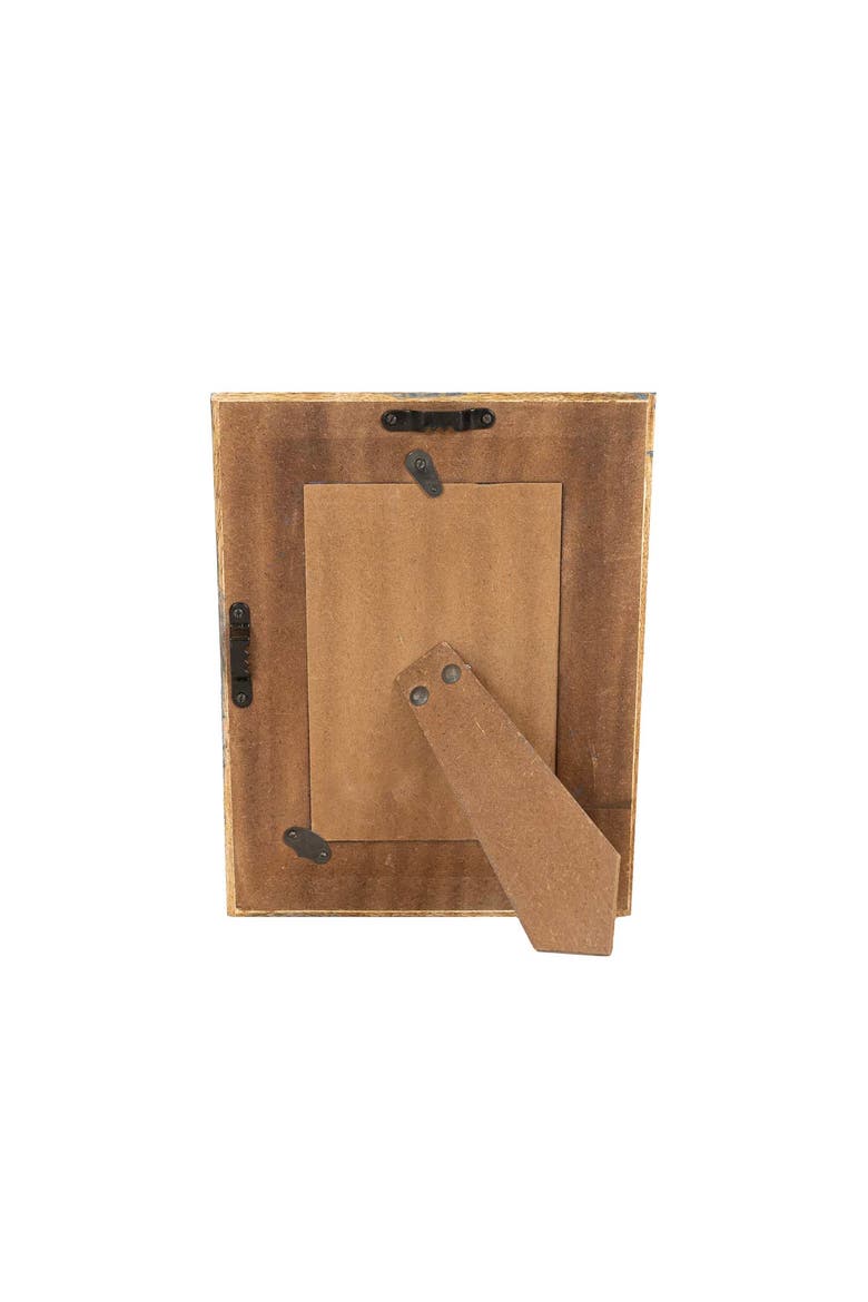 4x6 Blue & Cream Rustic Mango Wood Geometric Pattern Photo Frame, Alternate, color, White